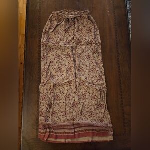 women small thin maxi skirt tan brown print